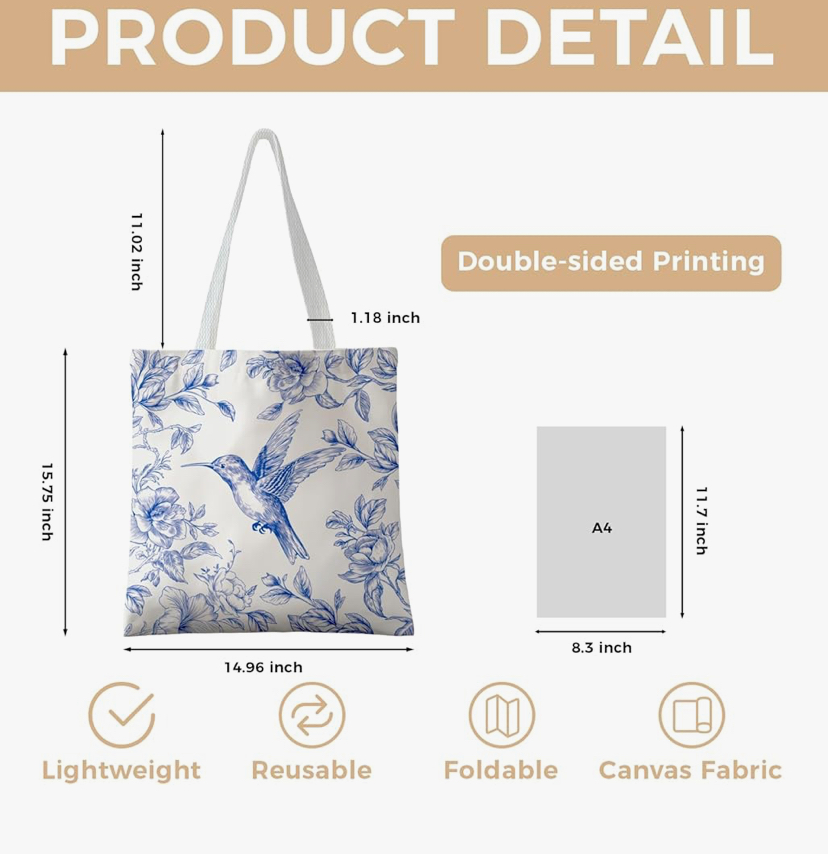 Cute Aesthetic Canvas Totes with snap and Zipper Pocket - 20 Designs image