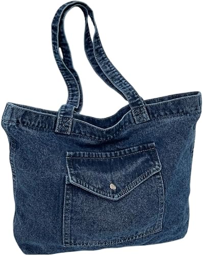 Vintage Denim Tote Bag with Zipper - 2 Denim Shades image