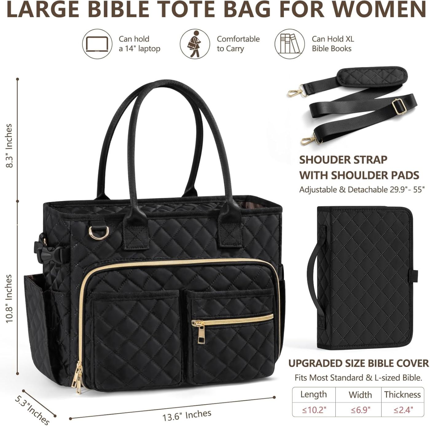Large Qulited Bible Bag - 6 Colors image