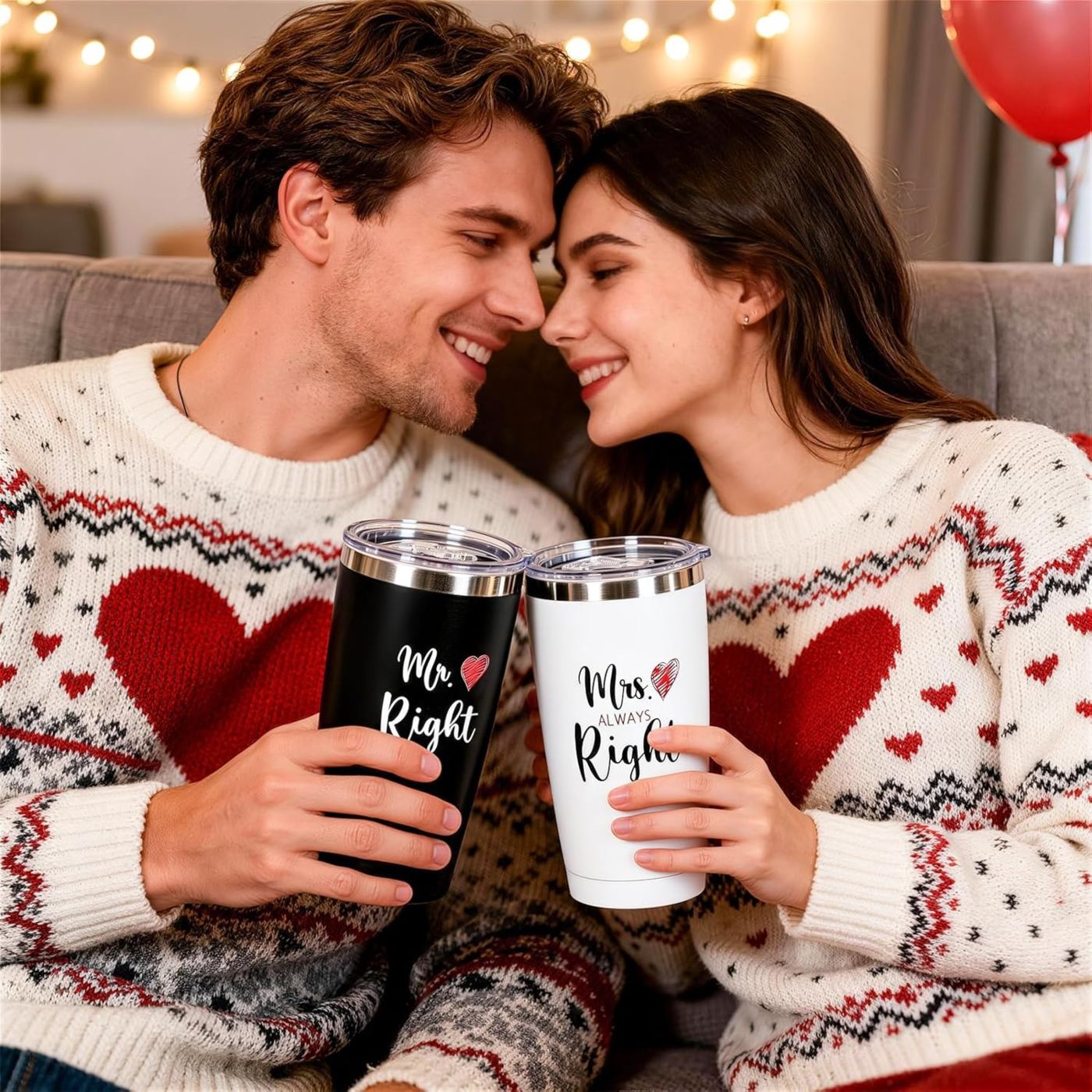 Mr and Mrs Right  I Love You Forever Tumbler Gift Box image