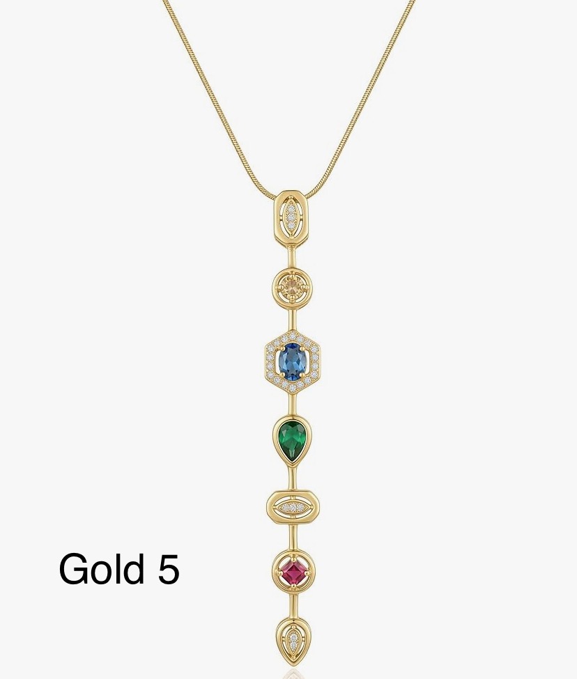 Stunning 7 Stone Drop Necklace - Gold Or Silver -11 Designs image