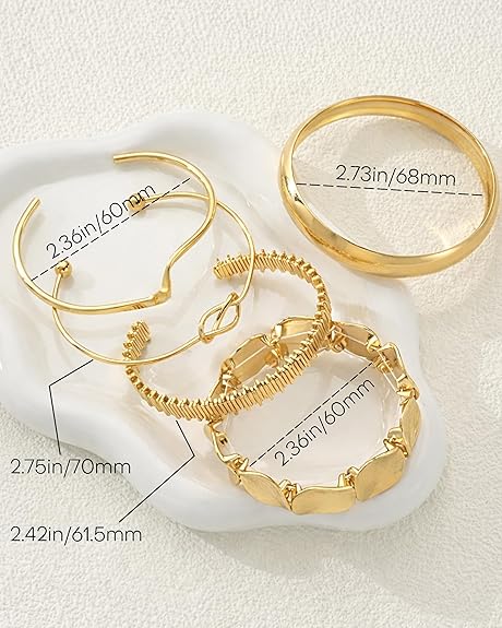 5 Multi Layer Bangle Cuffs,  Gold Or Silver image