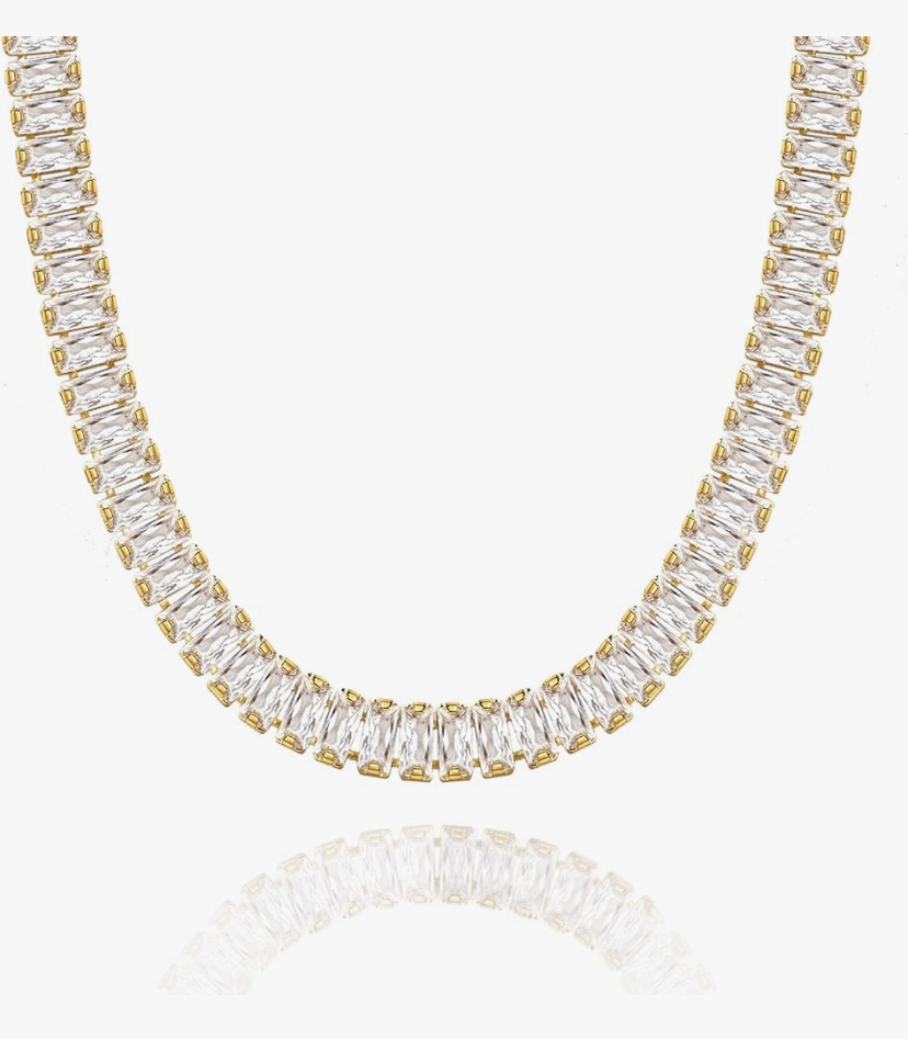 Baguette Tennis Necklace - Silver, Gold, or Multicolor image