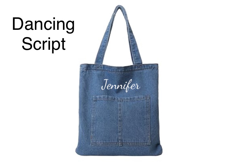 Personalized Denim Shoulder Tote Bag - Dark  Blue or Light Blue image