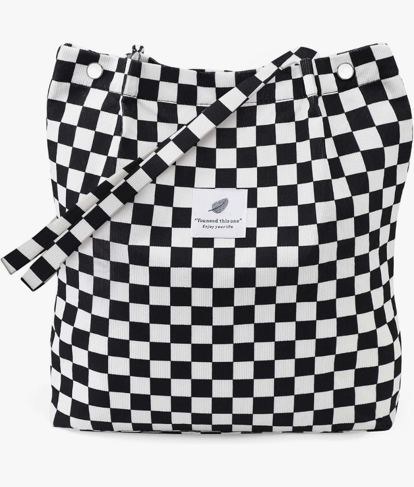 Corduroy Shoulder Tote Bag with Inner Pockets image