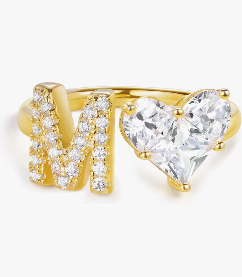 14K Gold Plated Dainty Pave CZ Personalized Ring image