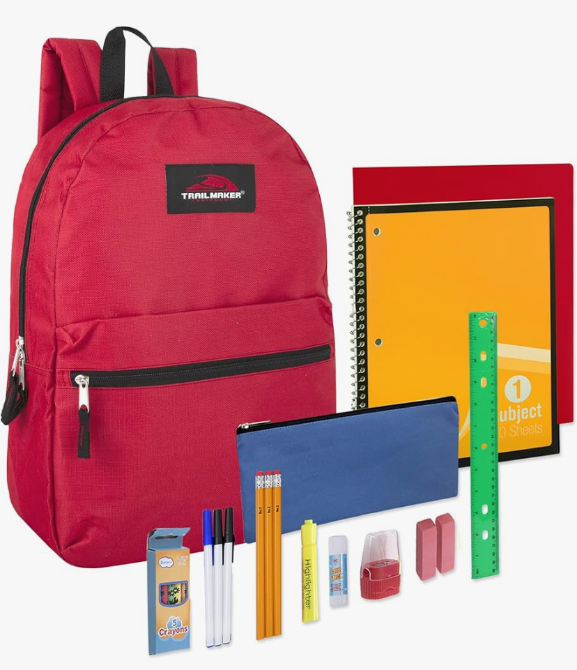 17 " Backpack with School Supplies for Kids - 20 Piece  - 4 Colors