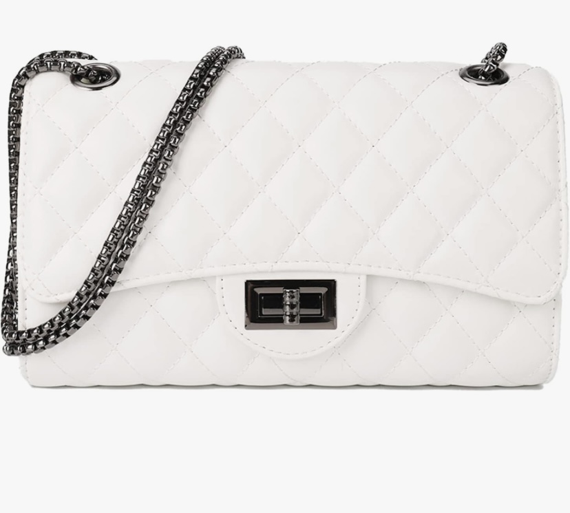 Quilted Crossbody Shoulder Bag with Chain - 12 Colors image