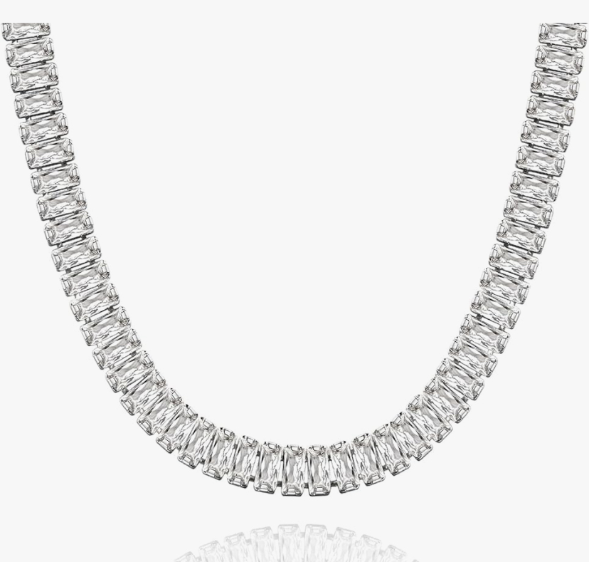 Baguette Tennis Necklace - Silver, Gold, or Multicolor image