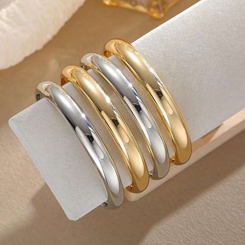 4 Piece Smooth Bangles Gold and Silver Mix