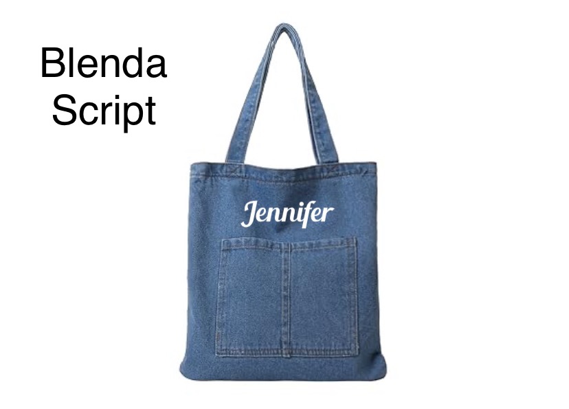 Personalized Denim Shoulder Tote Bag - Dark  Blue or Light Blue image