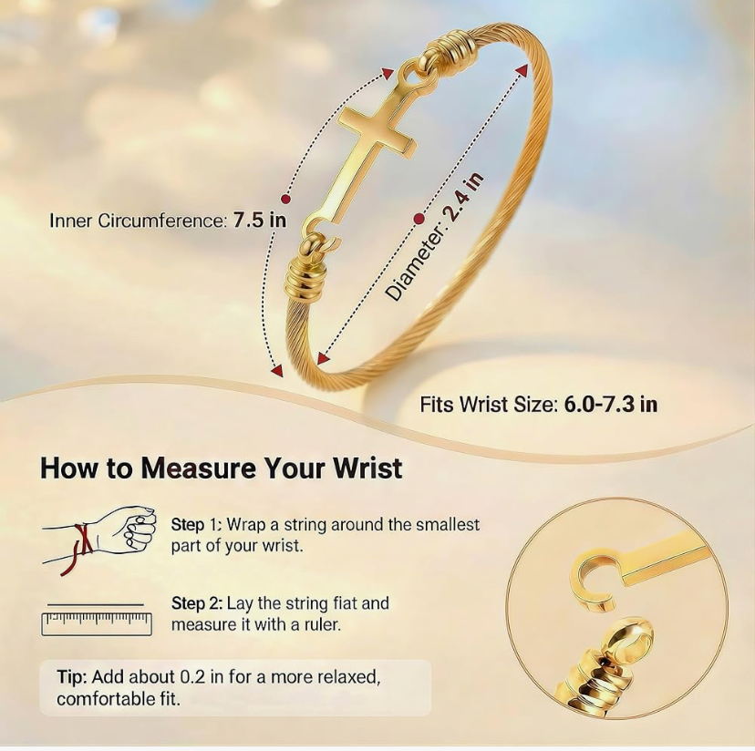 Stainless Steel Cross Bracelet with Special Card - Gold or Silver image