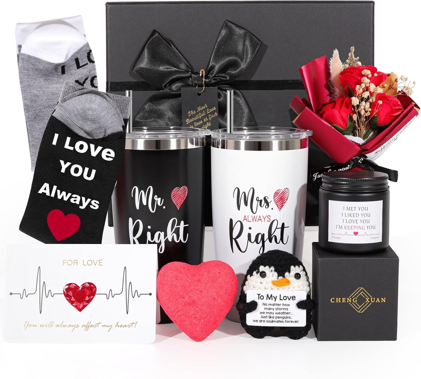 Mr and Mrs Right  I Love You Forever Tumbler Gift Box