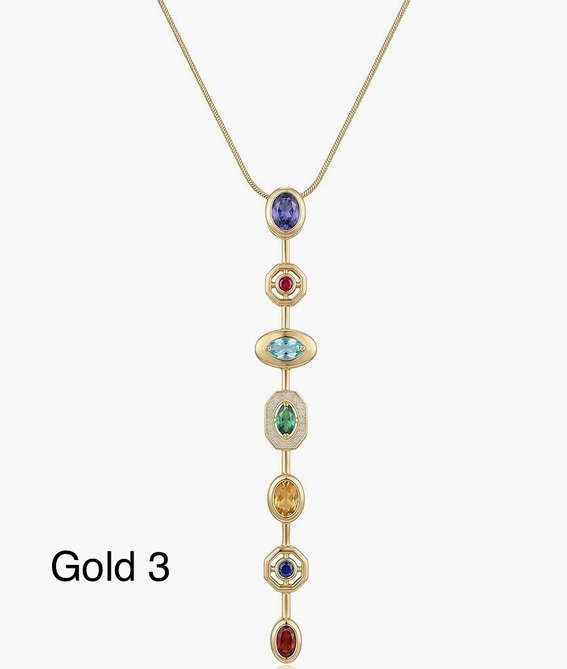 Stunning 7 Stone Drop Necklace - Gold Or Silver -11 Designs image