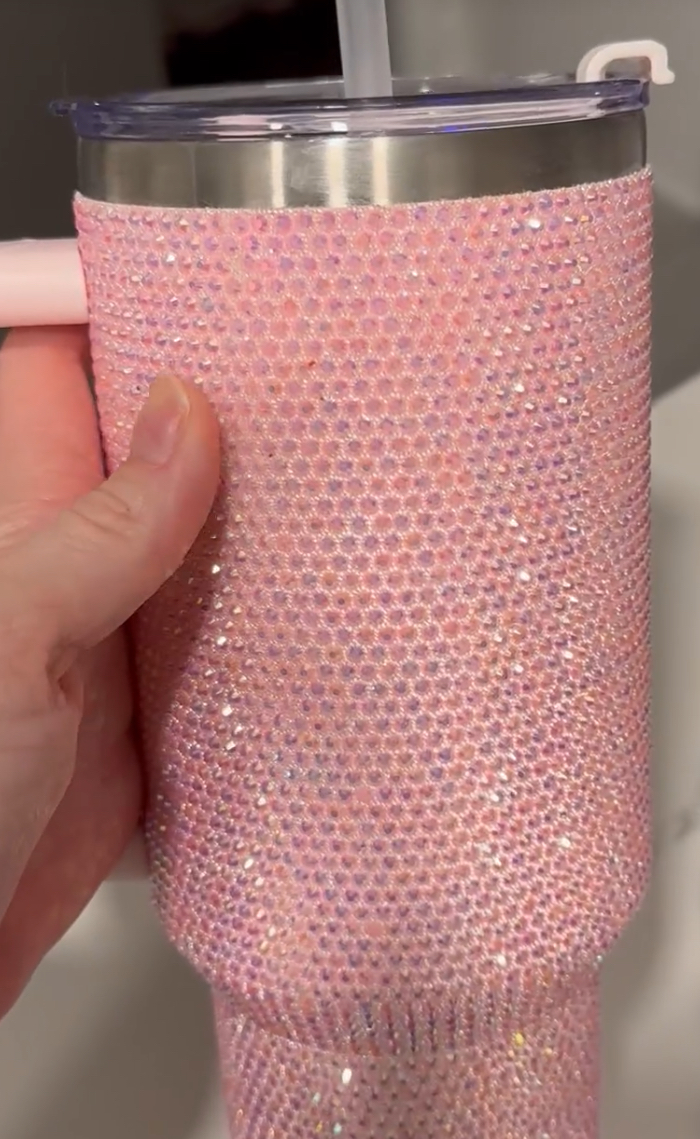 40oz Rhinestone Tumbler - Premium Bling Stainless Steel with Handle, Includes Leakproof Lid and Straw - 5 Colors image