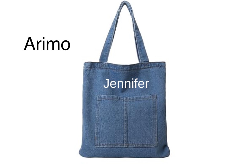Personalized Denim Shoulder Tote Bag - Dark  Blue or Light Blue image