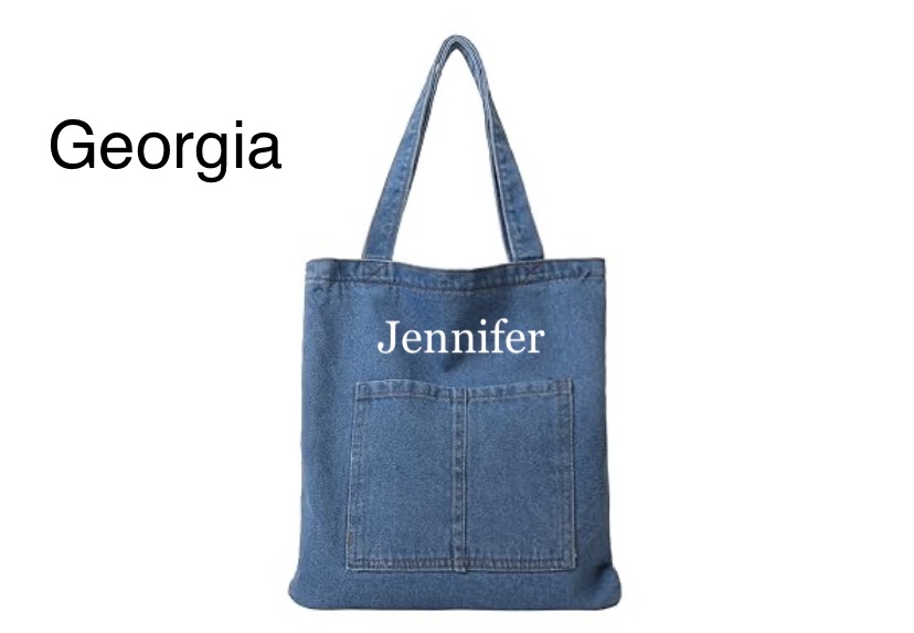 Personalized Denim Shoulder Tote Bag - Dark  Blue or Light Blue image