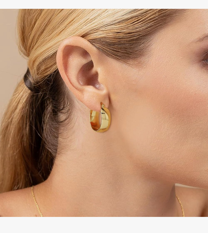 Sterling Silver Gold Plated Hoop Earrings- 20/30/40/50 - 4 Sizes image
