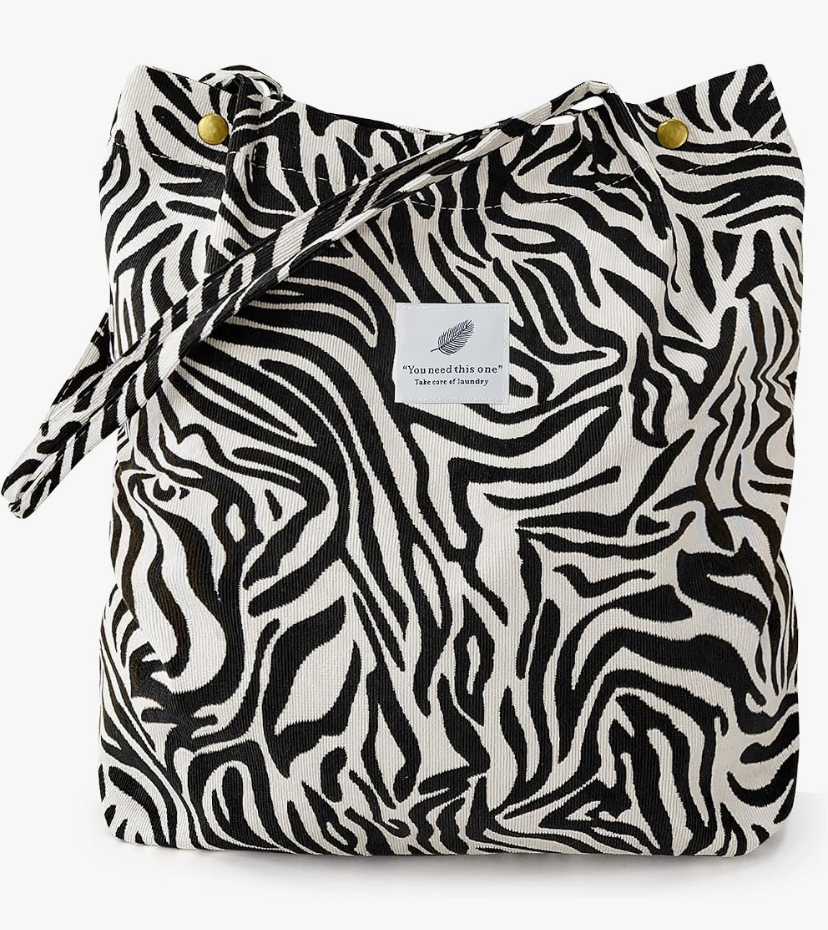Corduroy Shoulder Tote Bag with Inner Pockets image