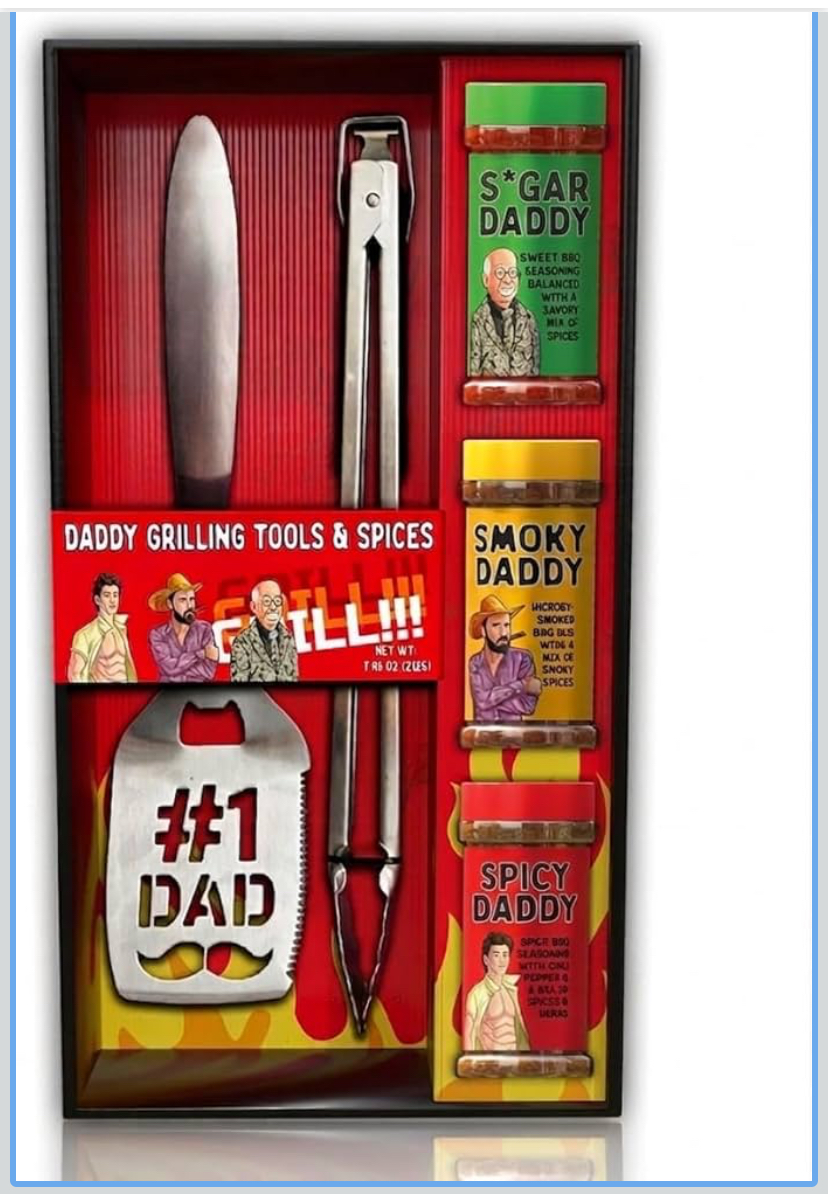 Dad BBQ Gift Set - 3 Bold Barbecue Rubs + Grill Spatula & Tongs