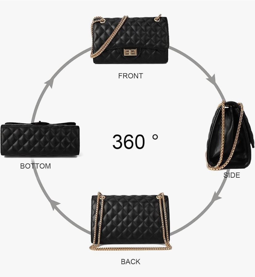 Quilted Crossbody Shoulder Bag with Gold Chain - 2 Colors image