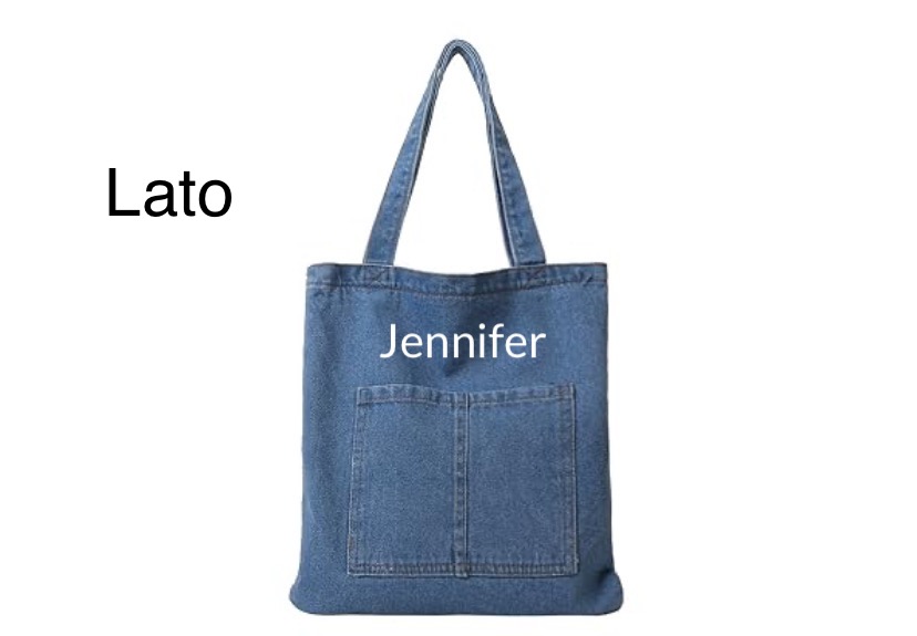 Personalized Denim Shoulder Tote Bag - Dark  Blue or Light Blue image