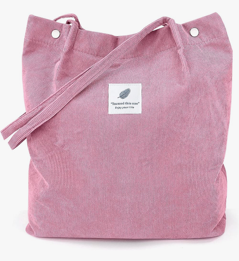 Corduroy Shoulder Tote Bag with Inner Pockets image