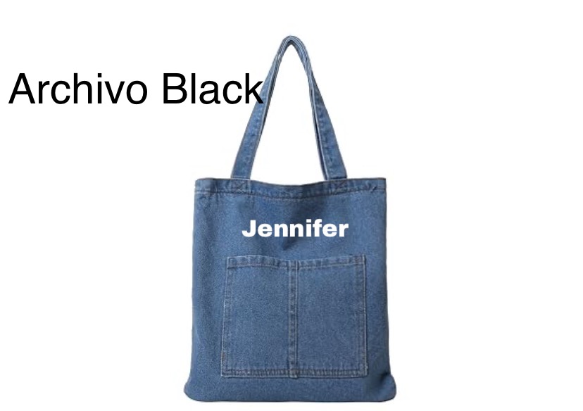 Personalized Denim Shoulder Tote Bag - Dark  Blue or Light Blue image