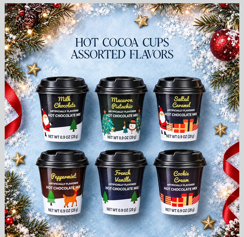 Christmas Hot Chocolate Gift Set - 6 Assorted Hot Cocoa Mix