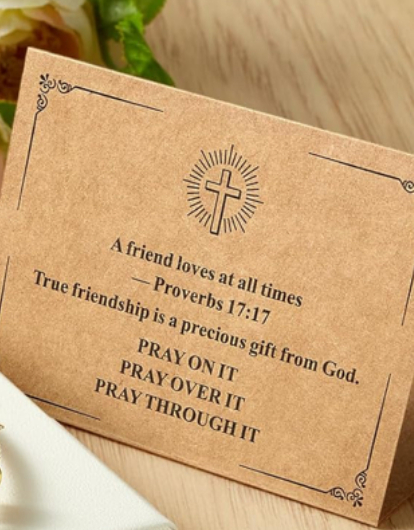Stainless Steel Cross Bracelet with Special Card - Gold or Silver image