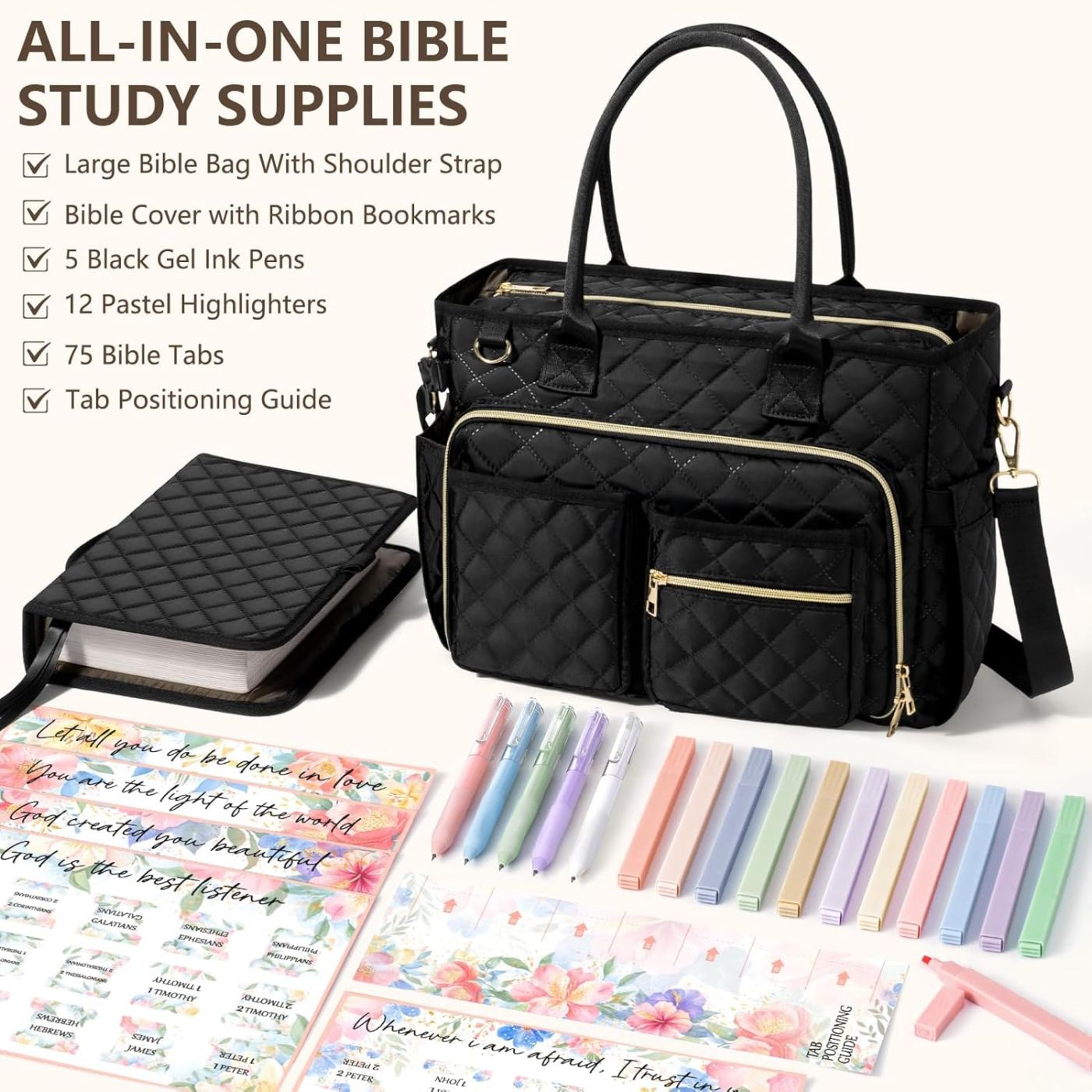 Large Qulited Bible Bag - 6 Colors image
